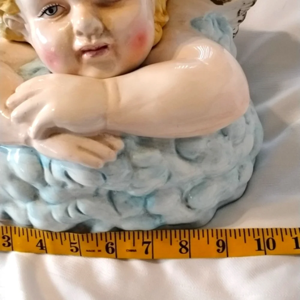 Gibson Beautiful Winged Ceramic Angel Cherub Child Cookie Jar